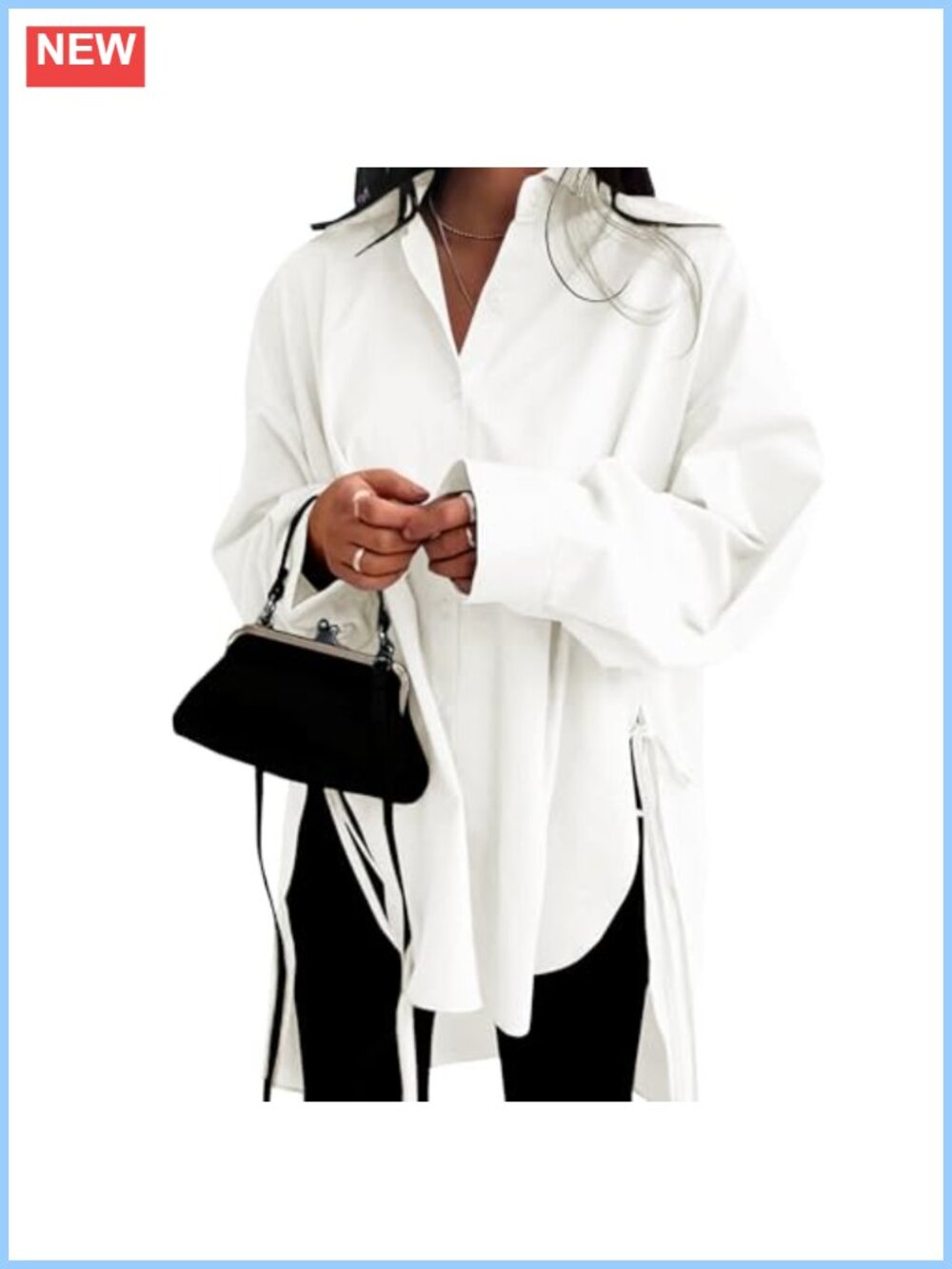100% Cotton Oversized Button Down Shirt Women Long Sleeve Casual Blouse